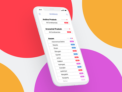 2019 General Election Schedule (India) 2019 app design districts election india ios iphone x list mobile phases schedule states ui ux webapp white