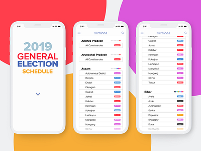 2019 General Election Schedule (India) 2019 election general india ios iphone mobile schedule ui ux webapp
