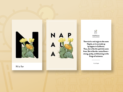 N is for Napala Triptych botany cactus flower triptych typograph