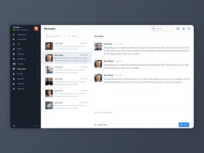 Worksuite Message Chat UI admin dashboard admin panel chat crm design discussion mail message product design send ui user interface ux web design