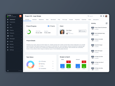Worksuite Project UI admin dashboard admin panel dashboard product design project project dashboard project details project management ui user inteface user interface ux web design