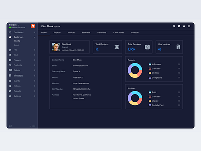 Worksuite Dark Theme admin dashboard admin panel crm dark theme product design ui user interface ux