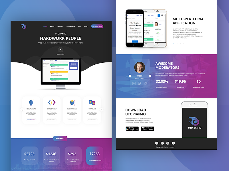 Utopian-io Landing Page by Aulia Rahman on Dribbble