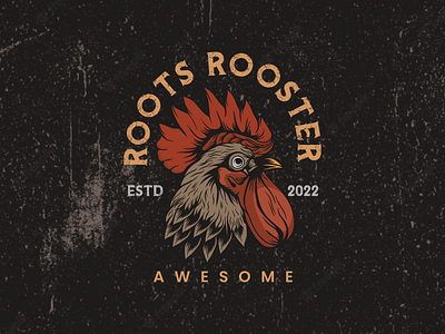 Roots Rooster Illustration Vintage Style animal chiken cock comb desgn handdrawing illustration logo rooster vector vintage