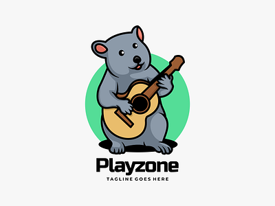 Play Zone Mouse Mascot Style guitar illustration music