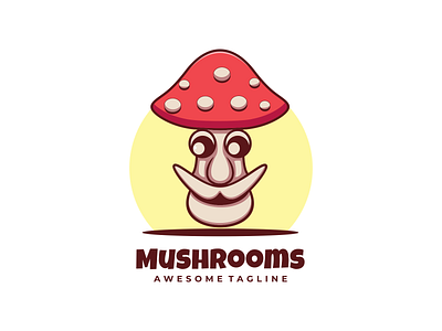 Mushrooms Mascot style food old