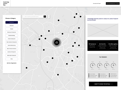 Cambridge Carbon Map cambridge carbon emission carbon reduction climate change dashboard design dashboard wireframe data data visualization global warming map map data visualization map ux map ux design mockup user experience user experience design ux ux design wireframe wireframe design