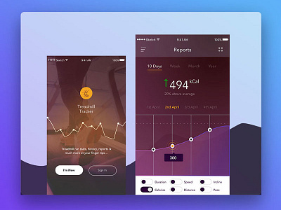 Treadmill Tracker Report Screen app ui design fitness mobile app tracker treadmill visual design