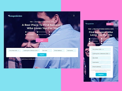 Home Page Exploration - Transgender Dating Website dating dating ux dating website home page landing page lgbtq lgbtq web design lgbtq website transgender ui ui design user experience user experience design user interface design ux ux design web design