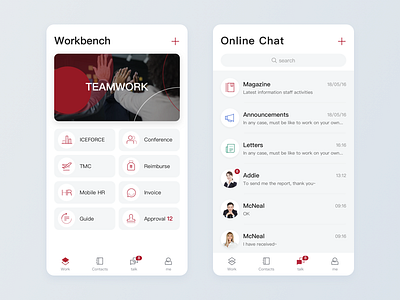 Team Work app UI
