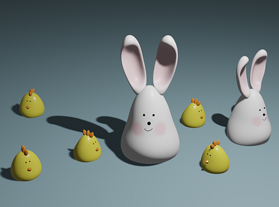 Easter Animals 3D 3d blender character design graphic design