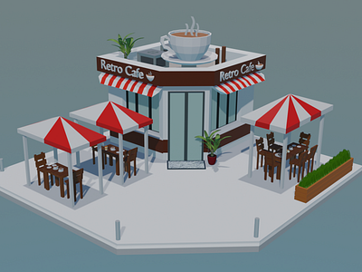 Cafe 3D model design 3d blender design graphic design