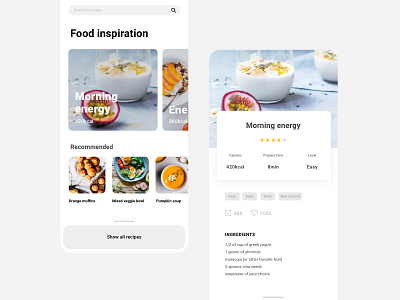 Recipe app app clean design design digital design food mobile app photograhy recipe recipe app simple ui ux user experience user research ux design