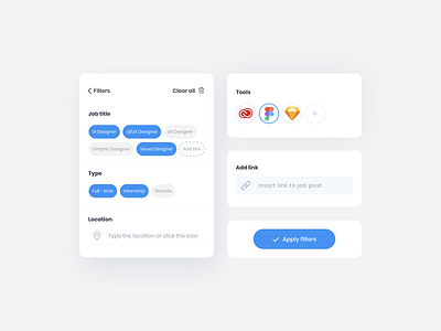Mobile Filter add app button cards clean design element figma filter icon interface link minimal mobile mobile app ui uiux user experience user interface ux