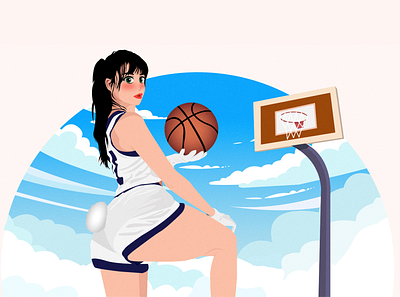 Beautiful Girl Playing Basketball 2d adobe illustrator animation branding design illustration logo motion graphics ui vector