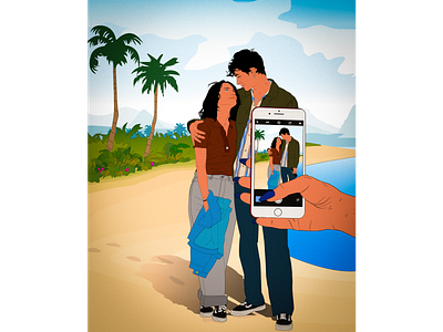 Couple Taking a Picture 2d adobe illustrator animation branding design illustration logo motion graphics ui vector