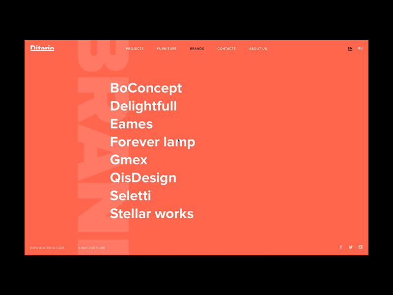 Diterio brands page animation clear design diterio eames interior loft ui ux wed