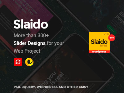 Slaido - Amazing Sliders for your Web Projects creative headers minimal mobile responsive revolution slider slideshow smooth styles