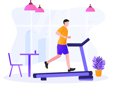 Treadmill running colors graphic illustration vector