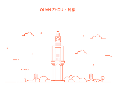 城市线性插画3-钟楼