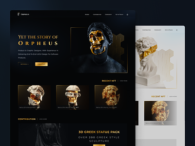 Orpheus - Artist Portfolio Landing Page artist portfolio dark figma gold landing page logo logo design one page portfolio ui ux website