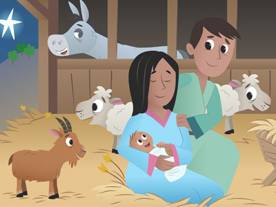 The Bible App for Kids - The First Christmas Gift animals animation app bible characters color illustration interactive kids sheep stories vector