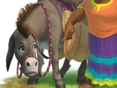 Zel the Donkey animal character digital painting donkey education folk tale haiti illustration painting woman