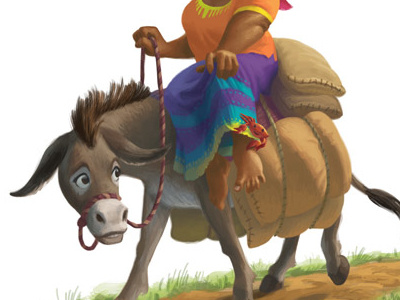 Zel the Donkey 2 animal character digital painting donkey education folk tale haiti illustration painting woman