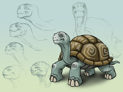 Grandma Turtle character children digital painting illustration photoshop