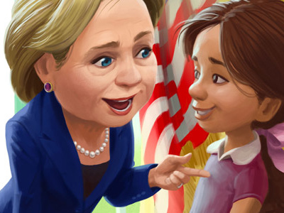 Hillary Clinton Caricature book caricature childrens clinton digital painting girl hillary illustration kids painting politics portrait