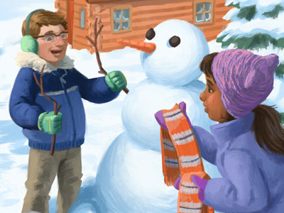 World Vision Christmas Card - Snowy Day charity children digital painting diverse illustration kids painting snow snowman