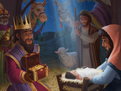 World Vision Christmas Card - Nativity bible christian christmas digital painting illustration jesus magi nativity painting wise men