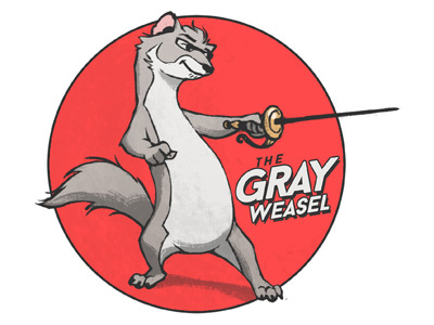 The Gray Weasel - Sketch animal avatar caricature character design characters drawing emblem icon illustration sword weasel