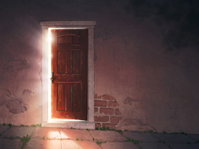 The Necessary Thing digital painting door illustration invitation light mystery realistic texture