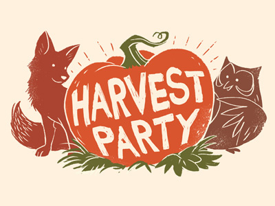 Harvest Party characters digital painting drawing event fall fox halloween illustration owl pumpkin silhouette