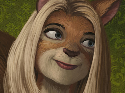 Area 23 Portrait - Detail digital face illustration painting portrait squirrel woman
