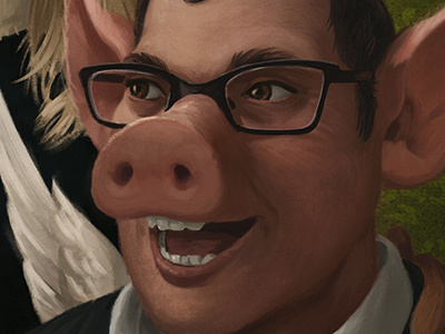 Area 23 Portrait - Detail 2 digital face illustration man painting pig portrait