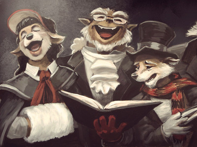 Happy Christmas! acrylic animal carol carolers character character design christmas concept creature dickens digital painting drawing illustration painting photoshop