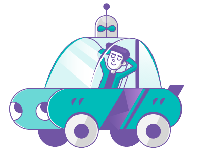 Self-driving Car car character flat future helper illustration robot robots self driving vector web