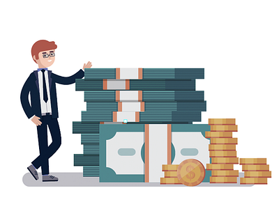 Money character design flat illustration man material money professional suit web yuppie