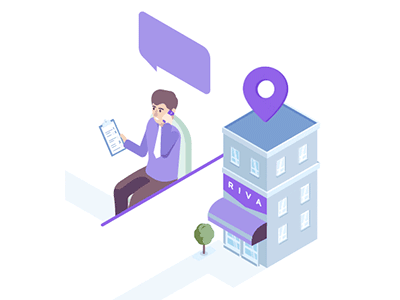 Customer journey for Riva animation character city customer estate gif house isometric journey real rent support