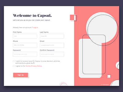 Welcome to Capsul - Sign up Page dailui form form design sign up sign up page signup form signup page signupform webdeisgn