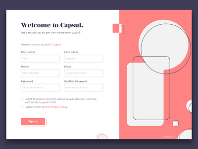 Welcome to Capsul - Sign up Page