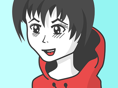 Manga Dude adobexd character cyan hoodie japan kid manga red vector
