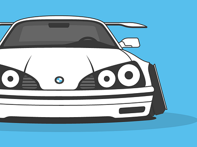 Stanced Beemer auto blue bmw car illustration race racecar stance vector wallpaper wheels