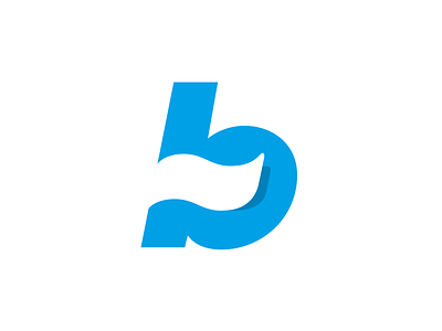 logo b sticker b blue flat letter logo paper shadow sticker wave