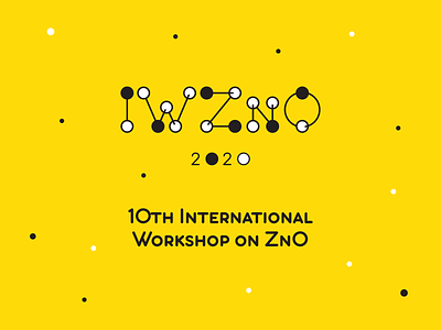International Workshop Logo atom bond font lettering logo modular molecule physics science type yellow zn zno