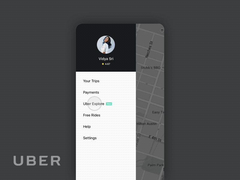 Uber Explore - Concept concept design ios minimal mobile principle prototype sketch taxi tour uber white