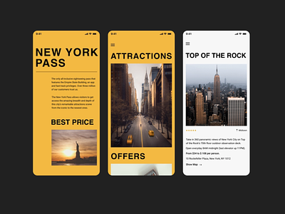 New York Pass Mobile App Redesign Concept app blackwhite mobile mobileapp new york productdesign redesign travel ui united states usa ux