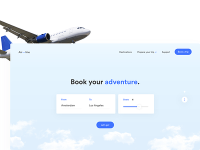 Book your adventure. airline clouds concept design digitaldesign digitaldesigner interfacedesign userinterfacedesign